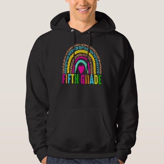 Fünfte Klasse Lehrer Leopard Regenbogen Fünfte Kla Hoodie (Vorderseite)
