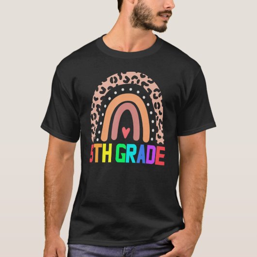 Fünfte Klasse Lehrer Leopard Regenbogen Fünfte Kla T-Shirt (Vorderseite)