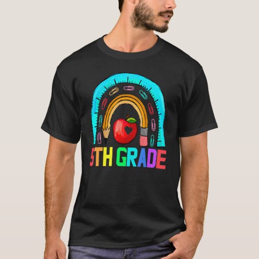 Fünfte Klasse Lehrer Leopard Regenbogen Fünfte Kla T-Shirt (Vorderseite)
