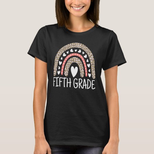 Fünfte Klasse Lehrer Leopard Regenbogen Fünfte Kla T-Shirt (Vorderseite)