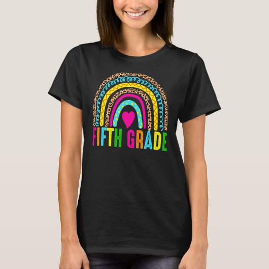 Fünfte Klasse Lehrer Leopard Regenbogen Fünfte Kla T-Shirt (Vorderseite)
