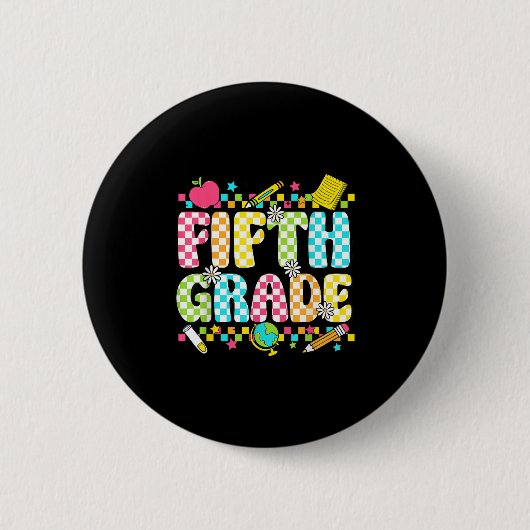 Fünfte Klasse Lehrer Student Groovered zurück Button (Vorderseite)