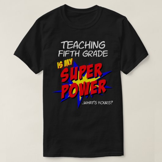 Fünfte Klasse Lehrer Superheld Superpower Co T-Shirt (Design vorne)
