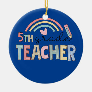 Fünfte Klasse Lehrer Team 5th Grade Squad Rainbow Keramik Ornament