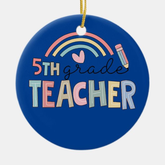 Fünfte Klasse Lehrer Team 5th Grade Squad Rainbow Keramik Ornament (Vorne)