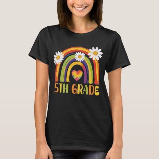 Fünfte Klasse Regenbogen Zurück zur Schule 5. Klas T-Shirt (Vorderseite)