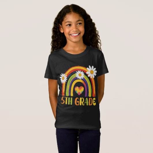 Fünfte Klasse Regenbogen Zurück zur Schule 5. Klas T-Shirt (Vorne ganz)