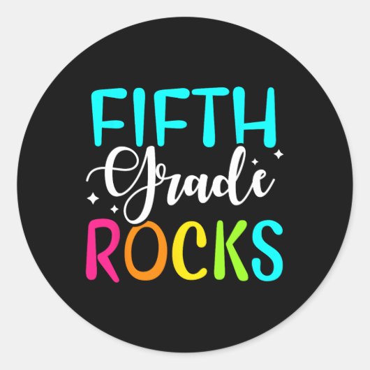 Fünfte Klasse Rocks Team 5. Klasse Lehrer Runder Aufkleber (Vorderseite)