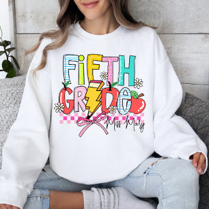 Fünfte Klasse Spaß Farbenfrohe Lehrerin Wertschätz Sweatshirt