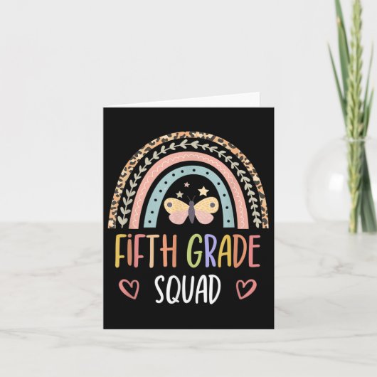Fünfte Klasse Squad Boho Rainbow Back to School Te Karte (Vorderseite)