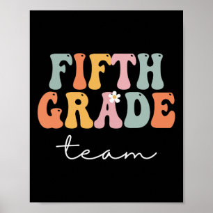 Fünfte Klasse Team Retro Groovy Vintag erster Tag Poster