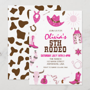 Fünfte Rodeo Hot Pink Western 5. Geburtstag Einladung
