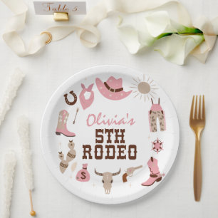 Fünfte Rodeo Pink Western Cowboy 5. Geburtstag Pappteller