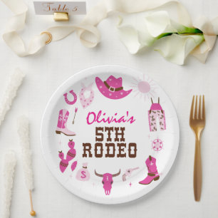 Fünfte Rodeo Pink Western Cowboy 5. Geburtstag Pappteller