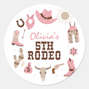 Fünfte Rodeo Pink Western Cowboy 5. Geburtstag Runder Aufkleber