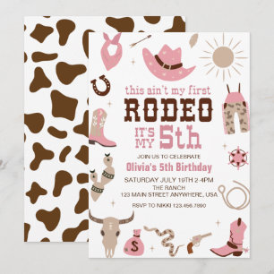 Fünfte Rodeo Western Cowgirl 5. Geburtstag Einladung