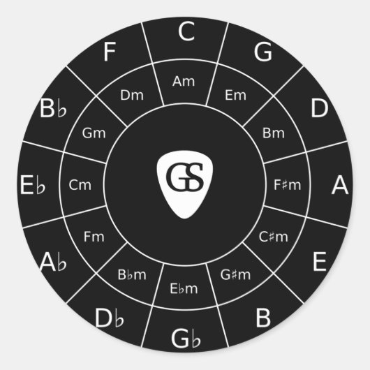Fünftelkreis - Weißes Design für Musikerklubs Runder Aufkleber (Vorderseite)