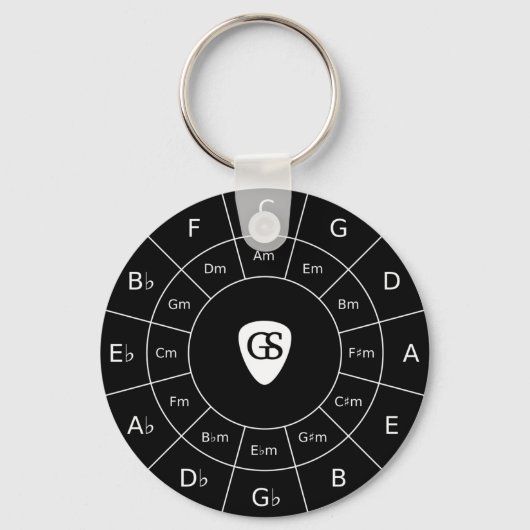 Fünftelzirkel - Grafikkeyc der White Music Theory Schlüsselanhänger (Vorderseite)