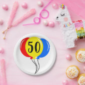 Fünfter farbiger Ballon Geburtstag Pappteller (Party)