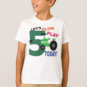 Fünfter Fünfter Geburtstag - grüner Traktorpflu T-Shirt
