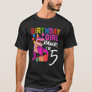 Fünfter Geburtstag 5 Jahre Rosa Dinosaurier TRex 5 T-Shirt