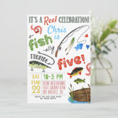 Fünfter Geburtstag Fischen Einladung (Stehend Vorderseite)