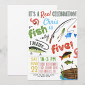Fünfter Geburtstag Fischen Einladung (Vorne/Hinten)