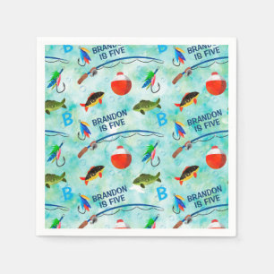 Fünfter Geburtstag Gone Fishing-Party Serviette