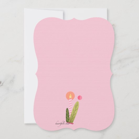 Fünfter Geburtstag in Rosa Einladung (Rückseite)