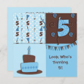 Fünfter Geburtstag: Junge:Einladung Einladung (Vorne/Hinten)