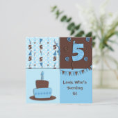 Fünfter Geburtstag: Junge:Einladung Einladung (Stehend Vorderseite)