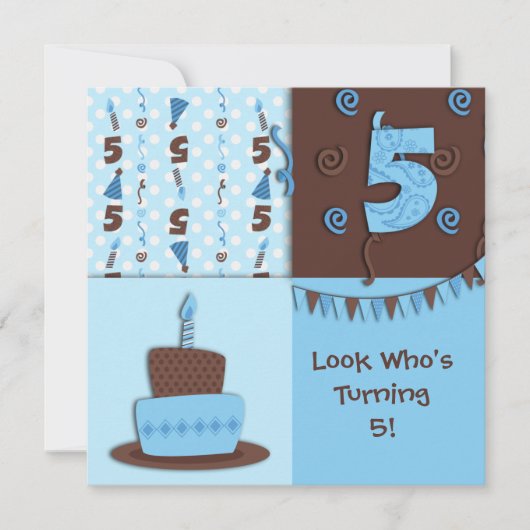 Fünfter Geburtstag: Junge:Einladung Einladung (Vorderseite)