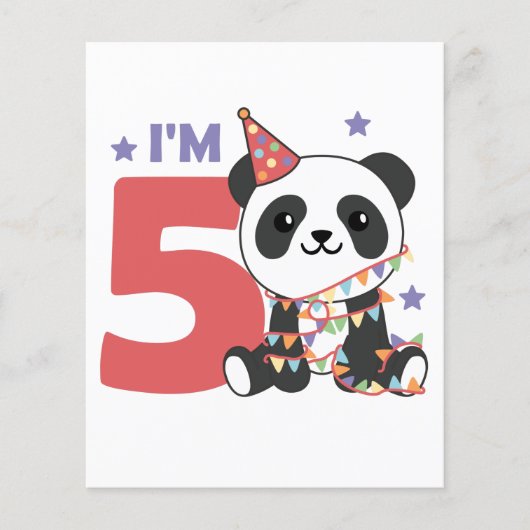 Fünfter Geburtstag Panda für Kinder 5 Jahre (Vorderseite)