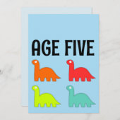 FÜNFTER GEBURTSTAG T-REX DINOSAUR Party Einladunge Einladung (Vorne/Hinten)