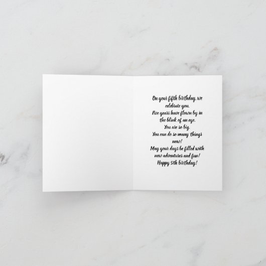 Fünfter Geburtstagskarte Karte (Innenseite)