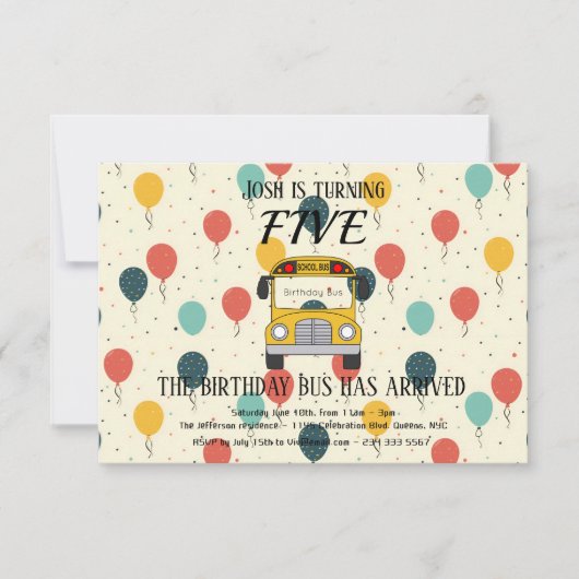 Fünfter Gelber Bus zum 5. Geburtstag, Einladung vo (Vorderseite)