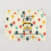 Fünfter Gelber Bus zum 5. Geburtstag, Einladung vo (Vorne/Hinten)