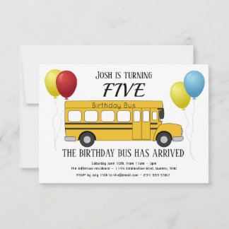 Fünfter Gelber Bus zum 5. Geburtstag, Einladung vo