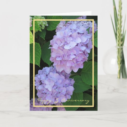 Fünfter Hochzeitstag wünscht Lila Hydrangeas Karte (Vorderseite)