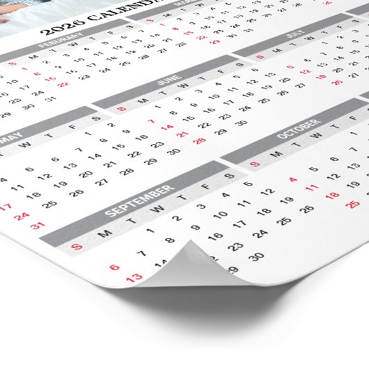 Fünfter Kalender für benutzerdefinierte Fotos 2026 Poster (Ecke)