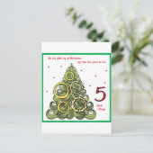 Fünfter Weihnachtsfeiertag Feiertagspostkarte (Stehend Vorderseite)