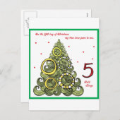 Fünfter Weihnachtsfeiertag Feiertagspostkarte (Vorne/Hinten)