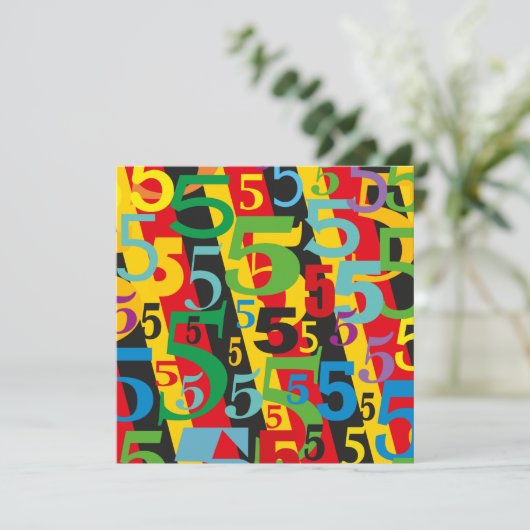 Fünftes Hochzeitsszenario mit farbenfrohen Retro-M Einladung (Stehend Vorderseite)