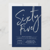 fünfundsechzig | Silver Navy Blue 65. Geburtstagsp