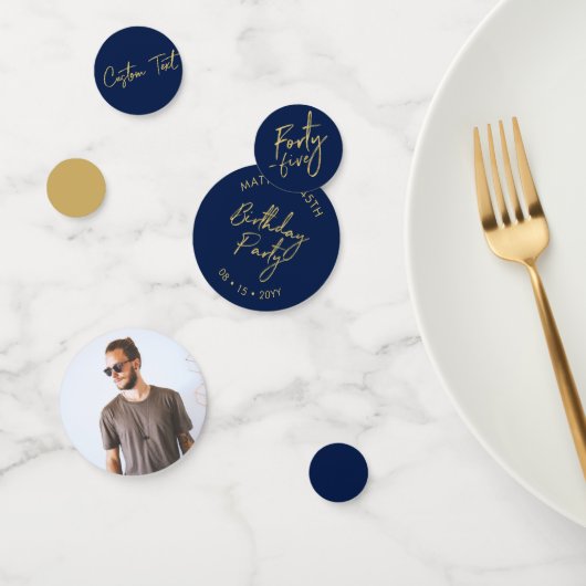 fünfundvierzig | Gold & Navy Blue 45. Geburtstagsp Konfetti (Gruppe)