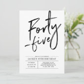 fünfundvierzig | Moderne 45. Geburtstagsparty Einl Einladung (Stehend Vorderseite)