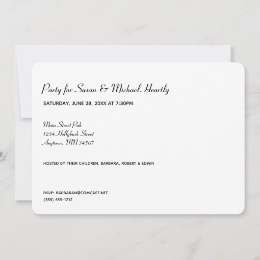 Fünfundzwanzig mit Informationen über die Hintergr Einladung (Rückseite)