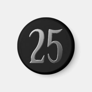 Fünfundzwanzig Silber auf schwarz verziert Magnet