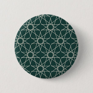 Fünfzackige Stern Geometrie Tiefes Teal Knopf Button