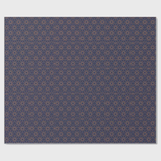 Fünfzackige Sterngeometrie in Indigo und Kupfer Wr Geschenkpapier